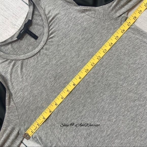 BCBGMaxAzria mixed media faux leather sleeve top *shop@iamwarrior - Picture 4 of 8